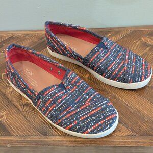 Toms Womens Red and Blue Tweed Size 9